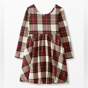 NWT Hanna‎ Andersson LS Skater Dress Pockets, Holiday Plaid, Size 110 (US 5)